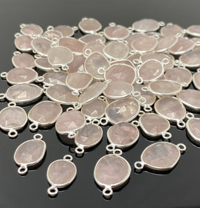 5Pcs/ 10Pcs Rose Quartz Connector, Gemstone Connectors, Wholesale Bulk Jewelry Supplies, 19x10mm-24x13mm