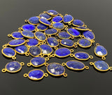 5Pcs/10Pcs Lapis Lazuli Connectors, Gemstone Connectors, 14K Gold Plated over Sterling Silver, Bulk Jewelry Supplies, 20x10mm - 24x15mm