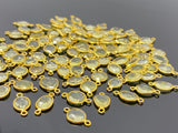 5Pcs/10Pcs Lemon Topaz Connectors, 14K Gold Plated over Sterling Silver, Bulk Wholesale Jewelry Supplies, 17x9mm- 20x11mm
