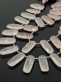 Rose Quartz Gemston Beads, Jewelry Supplies, Wholesale Bulk Beads, 23.5x9mm- 24.5x9.5mm, 7.5” Strand