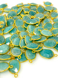 5pcs/10Pcs Natural Amazonite Gemstone Connectors, 14K Gold Plated over Sterling Silver, Jewelry Supplies, 18x11mm - 25x15mm