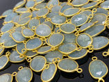 5Pcs/10Pcs Natural Aquamarine Gemstone Connectors, 14K Gold Plated over Sterling Silver, 18x10mm-22x14mm