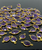 5 Pcs/10 Pcs Amethyst Gemstone Connector, 14K Gold Plated over Sterling Silver, Bulk Wholesale Jewelry Supplies, 18x9mm- 22x14mm