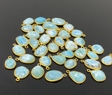 5Pcs/10Pcs Larimar Gemstone Charms, Jewelry Supplies, 14K Gold plated over Silver , Bulk Charms, Bulk Wholesale Charms, 16x10mm - 23x14mm