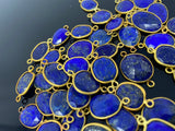 5Pcs/10Pcs Lapis Lazuli Connectors, Gemstone Connectors, 14K Gold Plated over Sterling Silver, Bulk Jewelry Supplies, 20x10mm - 24x15mm
