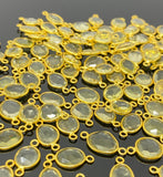 5Pcs/10Pcs Lemon Topaz Connectors, 14K Gold Plated over Sterling Silver, Bulk Wholesale Jewelry Supplies, 17x9mm- 20x11mm