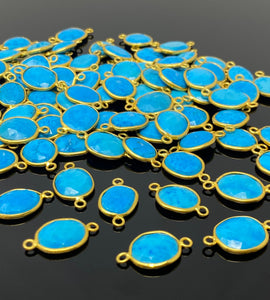 5Pcs/10Pcs Turquoise Howlite Gemstone Connector, Bulk Wholesale Jewelry Supplies, 19x10mm - 22x13mm