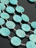 Amazonite Gemstone Beads, Peruvian Amazonite Beads, Jewelry Supplies, Wholesale Bulk Beads, 14mm -14.5mm, 7.75" Strand