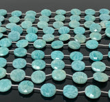 Amazonite Gemstone Beads, Peruvian Amazonite Beads, Jewelry Supplies, Wholesale Bulk Beads, 14mm -14.5mm, 7.75" Strand