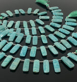 Amazonite Gemstone Beads, Peruvian Amazonite Beads, Jewelry Supplies, Wholesale Bulk Beads, 13x9mm -14x10mm, 7.5" Strand