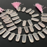 Rose Quartz Gemston Beads, Jewelry Supplies, Wholesale Bulk Beads, 23.5x9mm- 24.5x9.5mm, 7.5” Strand