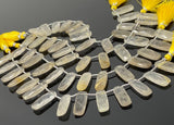 Golden Rutile Beads, Gemstone Beads - Bar Shape, Jewelry Supplies, Wholesale Beads, Bulk Beads, 23x9mm - 24x10mm , 7.75” Strand