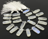 Rainbow Moonstone Beads, Moonstone Bar Briolette Beads, Gemstone Beads, Bulk Wholesale Beads, 23mmx9mm - 25x10mm