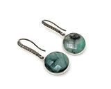 Genuine Emerald Earrings, Pave Diamond Earrings, Sterling Silver Gemstone Earrings, Gifts for Her