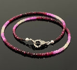 17.5" Genuine Ruby Necklace with Pave Diamond Clasp, Natural Shaded Ruby Gemstone Necklace, July Birthstone Jewelry