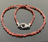 18” Garnet Necklace with Pave Diamond Clasp, Garnet Necklace, Gifts for Her