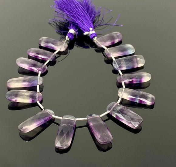 Natural Fluorite Bar Beads, Gemstone Beads, Jewelry Supplies, Wholesale Bulk Beads, 14x10mm - 23x9mm - 25x10mm , 7.5” Strand