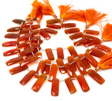 Natural Carnelian Beads, Gemstone Bar Beads, Jewelry Supplies, Bulk Wholesale Beads, 23x9mm- 25x10mm