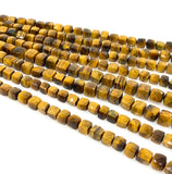 Natural Tiger Eye Gemstone Beads, Tigers Eye Faceted 3D Cube Box Beads, Bulk Wholesale Beads, Jewelry Supplies, 9" Strand