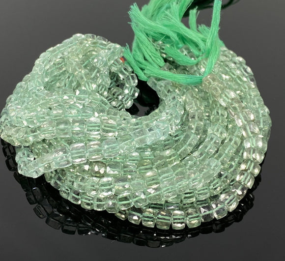 Natural Green Amethyst Gemstone Beads, Prasiolite Beads, 3D Cube Box Beads, Bulk Wholesale Beads, 9