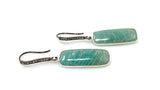 Peruvian Amazonite Earrings, Pave Diamond Earrings, Sterling Silver Gemstone Bar Earrings, Gifts for Her