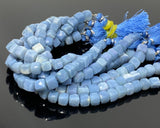 Blue Opal Gemstone Beads, 3D Cube Box Beads, Peruvian Blue Opal Beads, Wholesale Bulk Beads, 7.5” Strand