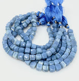 Blue Opal Gemstone Beads, 3D Cube Box Beads, Peruvian Blue Opal Beads, Wholesale Bulk Beads, 7.5” Strand