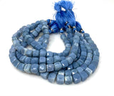 Blue Opal Gemstone Beads, 3D Cube Box Beads, Peruvian Blue Opal Beads, Wholesale Bulk Beads, 7.5” Strand