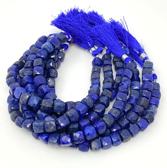 Lapis Lazuli Gemstone Beads, Bulk Wholesale Beads, Lapis Lazuli 3D Cube Box Beads, Jewelry Supplies, 8