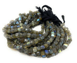 Natural Labradorite Gemstone Beads, Labradorite 3D Cube Box Beads, Wholesale Bulk Beads, 6mm - 8m, 9.75” Strand