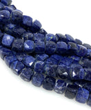 Sodalite Gemstone Beads, Sodalite 3D Cube Box Beads, Bulk Wholesale Beads, 7.5mm - 8.5mm, 8"Strand