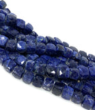 Sodalite Gemstone Beads, Sodalite 3D Cube Box Beads, Bulk Wholesale Beads, 7.5mm - 8.5mm, 8"Strand