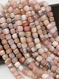 Pink Opal Gemstone Beads, Pink Opal 3D Cube Box Beads, Bulk Wholesale Beads, Jewelry Supplies, 8” Strand