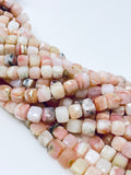 Pink Opal Gemstone Beads, Pink Opal 3D Cube Box Beads, Bulk Wholesale Beads, Jewelry Supplies, 8” Strand