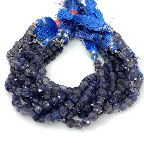 Natural Iolite Beads, Gemstone Beads, 3D Cube Box Beads, Wholesale Bulk Beads, 6mm - 7mm, 8