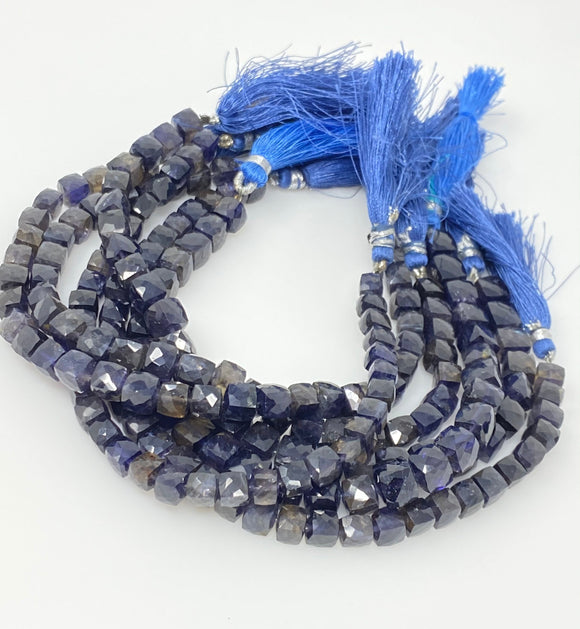 Natural Iolite Beads, Gemstone Beads, 3D Cube Box Beads, Wholesale Bulk Beads, 8