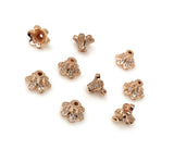 Rose Gold CZ Micro Pave Bead Caps, Wholesale Flower Bead Caps, Crown Bead Caps, Jewelry Findings for Jewelry Making , 1 Pc
