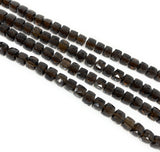 Natural Smoky Quartz Gemstone Beads, 3 D Cube Box Beads, Jewelry Supplies, Wholesale Bulk Beads, 7mm - 8mm, 8” Strand