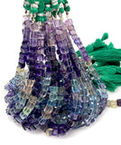 Natural Multi Fluorite Gemstone Beads, Jewelry Supplies, Wholesale Bulk Beads, 3D Cube Box Beads, 8” Strand