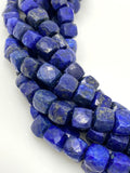 Lapis Lazuli Gemstone Beads, Bulk Wholesale Beads, Lapis Lazuli 3D Cube Box Beads, Jewelry Supplies, 8" Strand