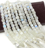 Rainbow Moonstone Beads, Moonstone Gemstone Beads, 3D Cube Box Beads, Jewelry Supplies, Wholesale Bulk Beads, 8mm- 9mm, 8” Strand