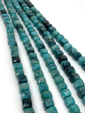 Natural Chrysocolla Gemstone Beads, Chrysocolla 3D Cube Box Beads, Wholesale Bulk Beads, Jewelry Supplies, 8” strand