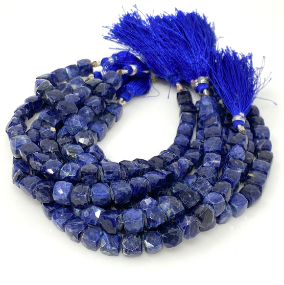 Sodalite Gemstone Beads, Sodalite 3D Cube Box Beads, Bulk Wholesale Beads, 7.5mm - 8.5mm, 8