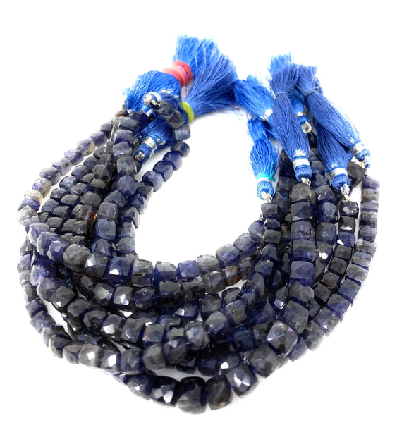 Natural Iolite Beads, Gemstone Beads, 3D Cube Box Beads, Wholesale Bulk Beads, 7.5