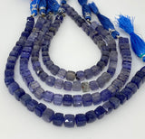 Natural Iolite Beads, Gemstone Beads, 3D Cube Box Beads, Wholesale Bulk Beads, 8" Strand