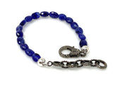 Natural Blue Sapphire Gemstone Bracelet, Pave Diamond Adjustable Bracelet, Sapphire Jewelry, September Birthstone Jewelry