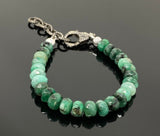 Natural Emerald Gemstone Bracelet, Pave Diamond Adjustable Bracelet, Emerald Jewelry, May Birthstone