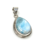 Larimar Pendant, Gemstone Pendant, Bohemian Jewelry, Sterling Silver Pendant, Natural Gemstone Pendant, 1.50” x 0.80”