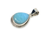 Larimar Pendant, Gemstone Pendant, Bohemian Jewelry, Sterling Silver Pendant, Natural Gemstone Pendant, 1.45” x 0.75”