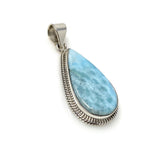 Larimar Pendant, Gemstone Pendant, Bohemian Jewelry, Sterling Silver Pendant, Natural Gemstone Pendant, 1.85” x 0.80”